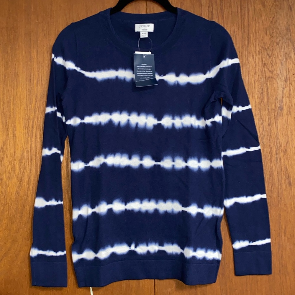 J Crew Women’s XXS Teddy Sweater Blue Tie-Dye